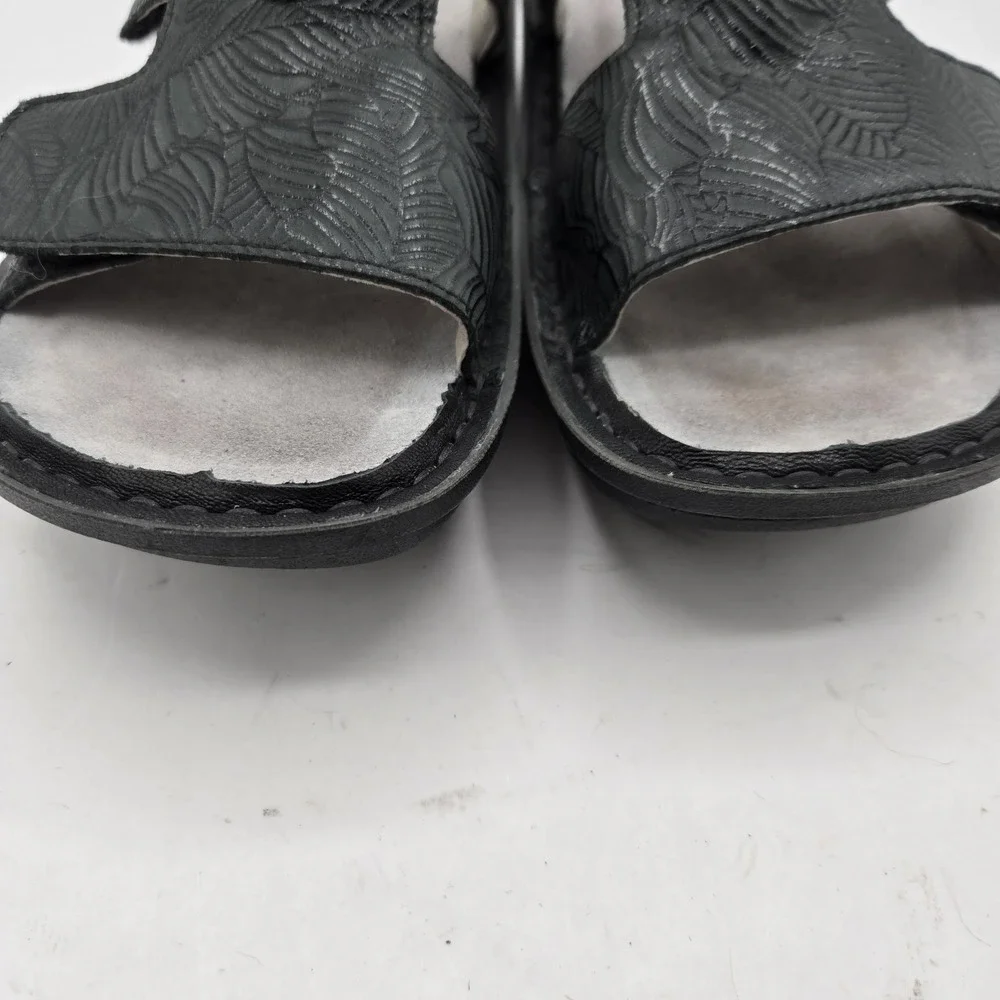 Alegria Womens Kasha Sandal Size 37 6.5 Black Leather Comfort Slide‎ Adjustable